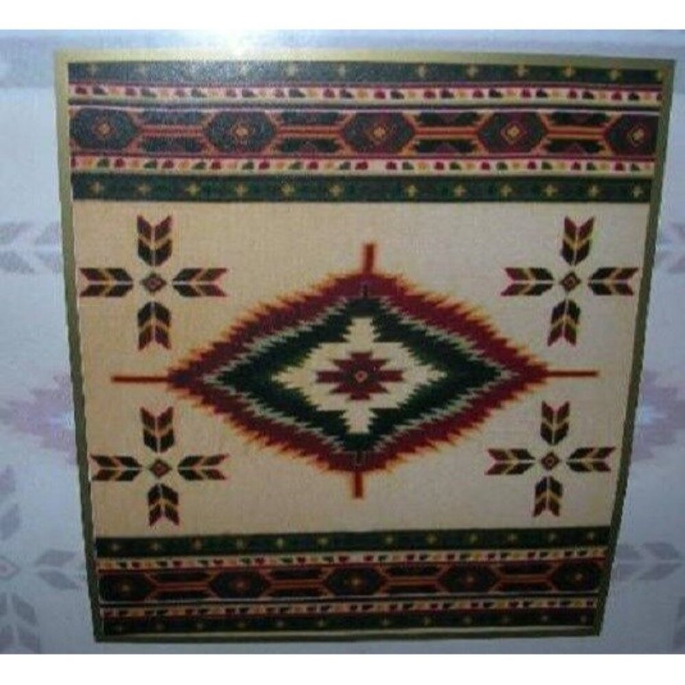 New Cream Green Red Polar Fleece Throw Gift Blanket Southwest SOFT Serape NIP - Picture 3 of 4